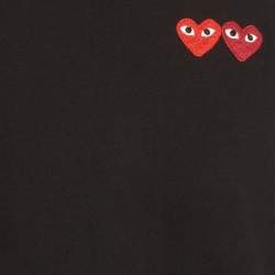 Pre Owned Comme des Garçons PLAY Black Double Heart Jersey T-Shirt XL