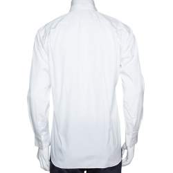 Comme des Garcons White Cotton Face Motif Embroidered Shirt S