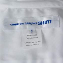 Comme des Garcons White Cotton Face Motif Embroidered Shirt S