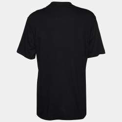 Comme des Garcons Black Floral Applique Cotton Knit T-Shirt M