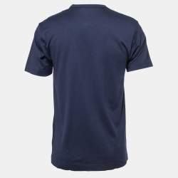 Comme des Garcons Play Navy Blue Heart Print Cotton Crew Neck T-Shirt L