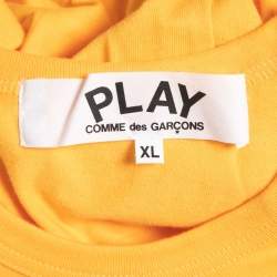Comme des Garcons Play Yellow Heart Patch Cotton Crew Neck T-Shirt XL