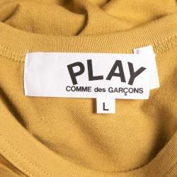 Comme des Garcons Play Ochre Heart Patch Cotton Crew Neck T-Shirt L