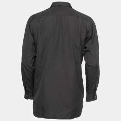 Comme des Garçons Black Cotton Heart Applique Button Front Shirt M