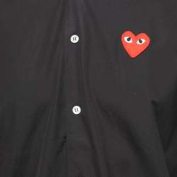 Comme des Garçons Black Cotton Heart Applique Button Front Shirt M