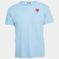 Comme des Garcons Play Blue Cotton Red Heart Applique T-Shirt L