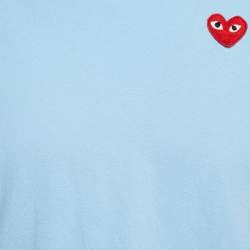 Comme des Garcons Play Blue Cotton Red Heart Applique T-Shirt L