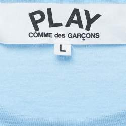 Comme des Garcons Play Blue Cotton Red Heart Applique T-Shirt L