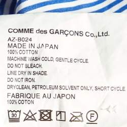 Comme des Garcons Play X The Invader Blue Striped Cotton Long Sleeve Shirt XXL