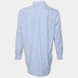 Comme des Garcons Play X The Invader Blue Striped Cotton Long Sleeve Shirt XXL