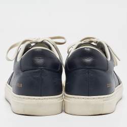 Common Projects Navy Blue Leather Bumby Lace Up Sneakers Size 44