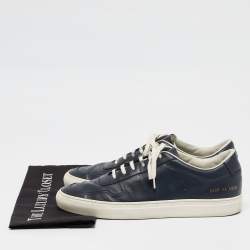 Common Projects Navy Blue Leather Bumby Lace Up Sneakers Size 44