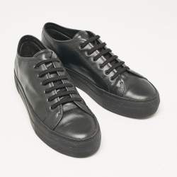 Common Projects Black Leather Achilles Lace Up Sneakers Size 41