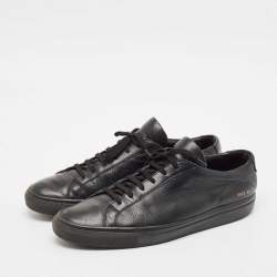 Common Projects Black Leather Achilles Lace Up Sneakers Size 46
