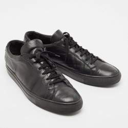 Common Projects Black Leather Achilles Lace Up Sneakers Size 46
