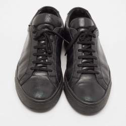 Common Projects Black Leather Achilles Lace Up Sneakers Size 46