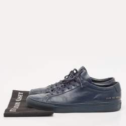 Common Projects Blue Leather Achilles Lace Up Sneakers Size 43