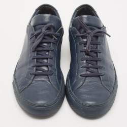 Common Projects Blue Leather Achilles Lace Up Sneakers Size 43