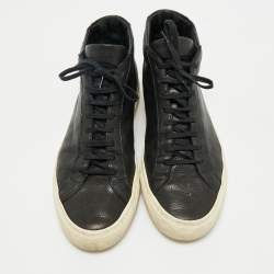 Common Projects Black Leather High Top Sneakers Size 43