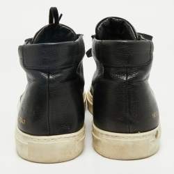 Common Projects Black Leather High Top Sneakers Size 43