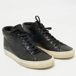 Common Projects Black Leather High Top Sneakers Size 43