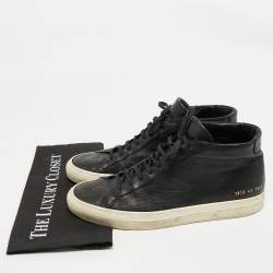 Common Projects Black Leather High Top Sneakers Size 43