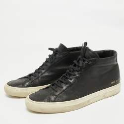 Common Projects Black Leather High Top Sneakers Size 43