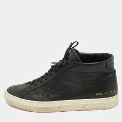 Common Projects Black Leather High Top Sneakers Size 43