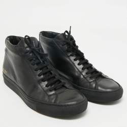 Pre Owned Common Projects Black Leather Achilles High Top Sneakers Size 43