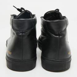 Pre Owned Common Projects Black Leather Achilles High Top Sneakers Size 43