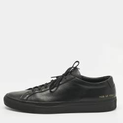 Pre Owned Common Projects Black Leather Achilles Lace Up Sneakers Size 47