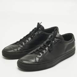 Pre Owned Common Projects Black Leather Achilles Lace Up Sneakers Size 47