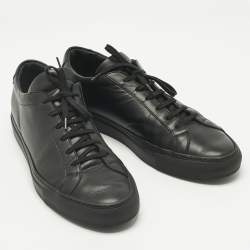 Pre Owned Common Projects Black Leather Achilles Lace Up Sneakers Size 47