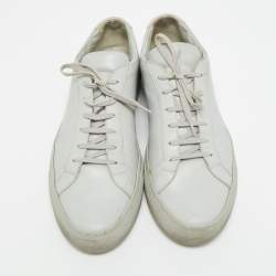 Pre Owned Common Projects Achilles Size 45 Grey Leather Lace Up Sneakers