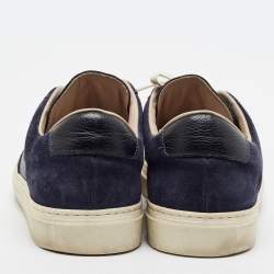 Pre Owned Common Projects Achilles Size 42 Navy Blue/Black Grained Leather and Suede Low Top Sneakers