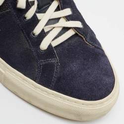 Pre Owned Common Projects Achilles Size 42 Navy Blue/Black Grained Leather and Suede Low Top Sneakers