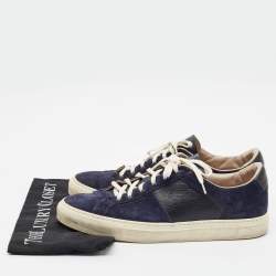 Pre Owned Common Projects Achilles Size 42 Navy Blue/Black Grained Leather and Suede Low Top Sneakers
