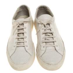 Common Projects White Perforated Leather Achilles Lace Up Sneaker Size 43