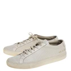 Common Projects White Perforated Leather Achilles Lace Up Sneaker Size 43