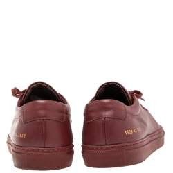Common Projects Burgundy Leather Achilles Lace Up Sneaker Size 43