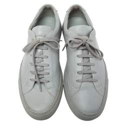 Common Projects Grey Leather Achilles Lace Up Sneakers Size 38