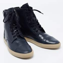 Common Projects Blue Leather Ankle Length Boots Size 41