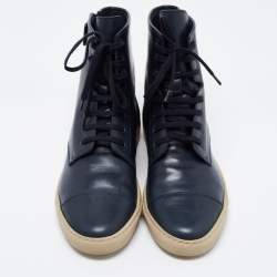Common Projects Blue Leather Ankle Length Boots Size 41