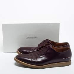 Pre Owned Common Projects Burgundy Leather Lace Up Derby Size 44