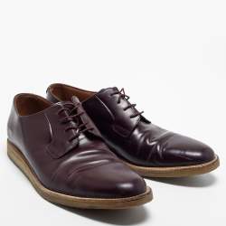 Pre Owned Common Projects Burgundy Leather Lace Up Derby Size 44