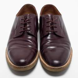 Pre Owned Common Projects Burgundy Leather Lace Up Derby Size 44