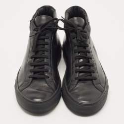 Pre Owned Common Projects Black Leather Achilles High Top Sneakers Size 44