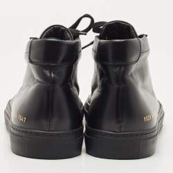 Pre Owned Common Projects Black Leather Achilles High Top Sneakers Size 44