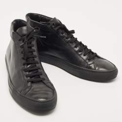 Pre Owned Common Projects Black Leather Achilles High Top Sneakers Size 44
