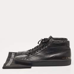 Pre Owned Common Projects Black Leather Achilles High Top Sneakers Size 44